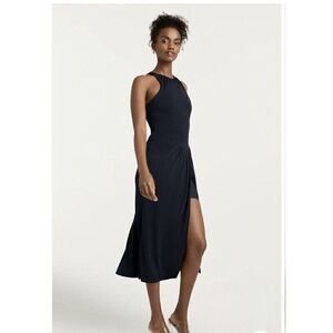 Cinq A Sept Womens Lezlie Crew Neck Sleeveless Midi Sheath Dress Navy Size 4